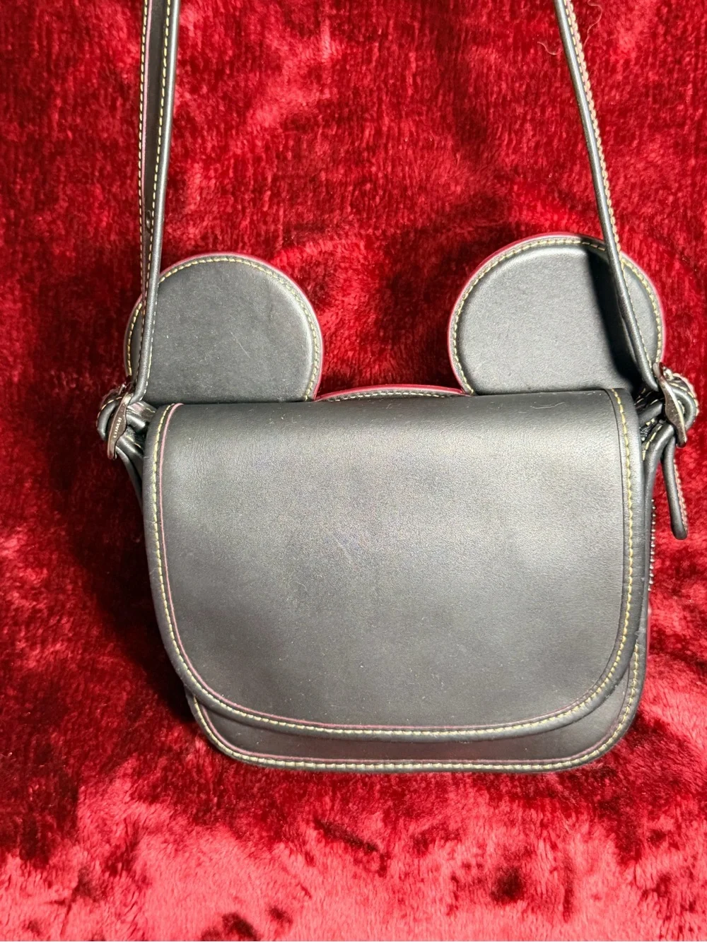 Coach x Disney Patricia Saddle Bag Black Leather Mickey Ears F59369